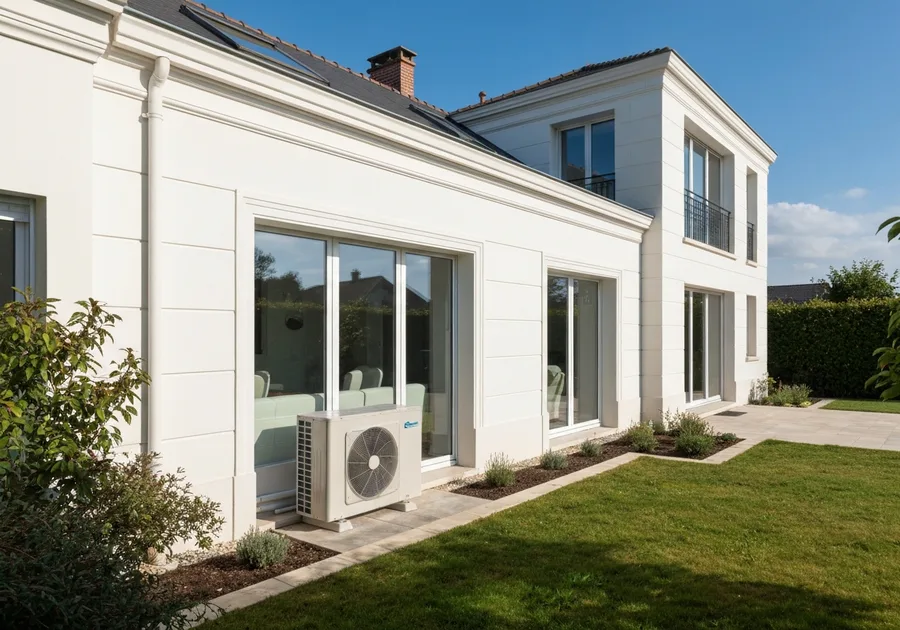 PAC air/eau intégrée sur maison moderne à Lorient – EcoTherm Habitat